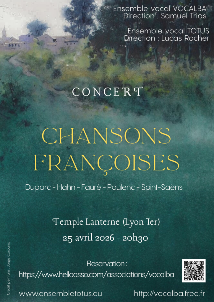 Affiche du concert commun des ensembles vocaux Totus et Vocalba.