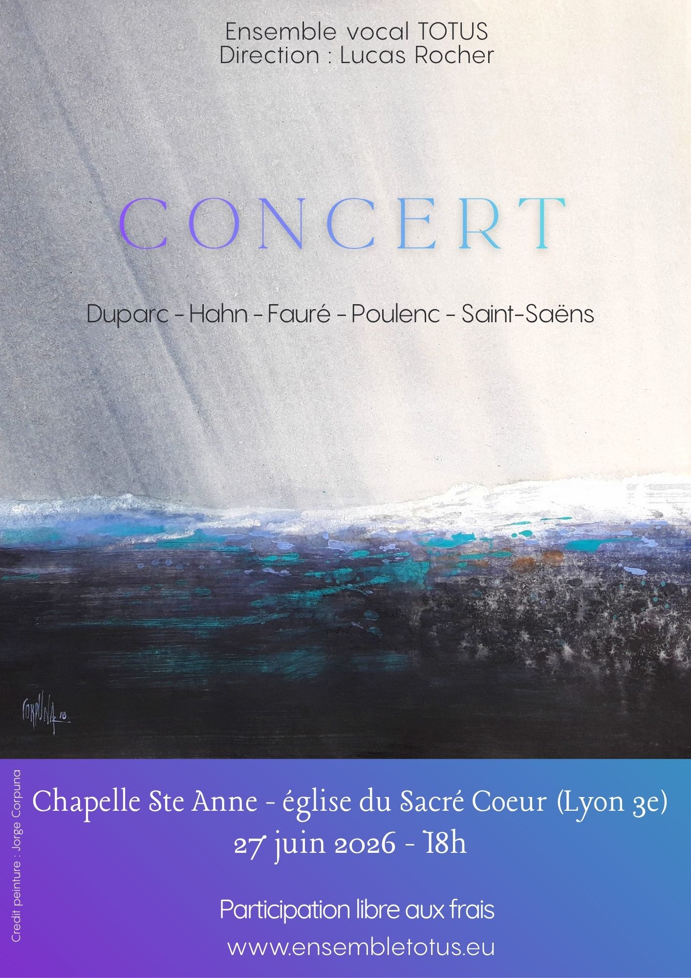 Affiche Concert Totus 2026 06 27 - Chapelle Ste Anne